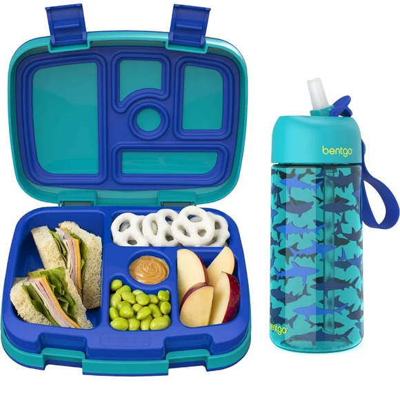 NIB bentgo sharks lunchbox with water bottle - Picture 3 of 4